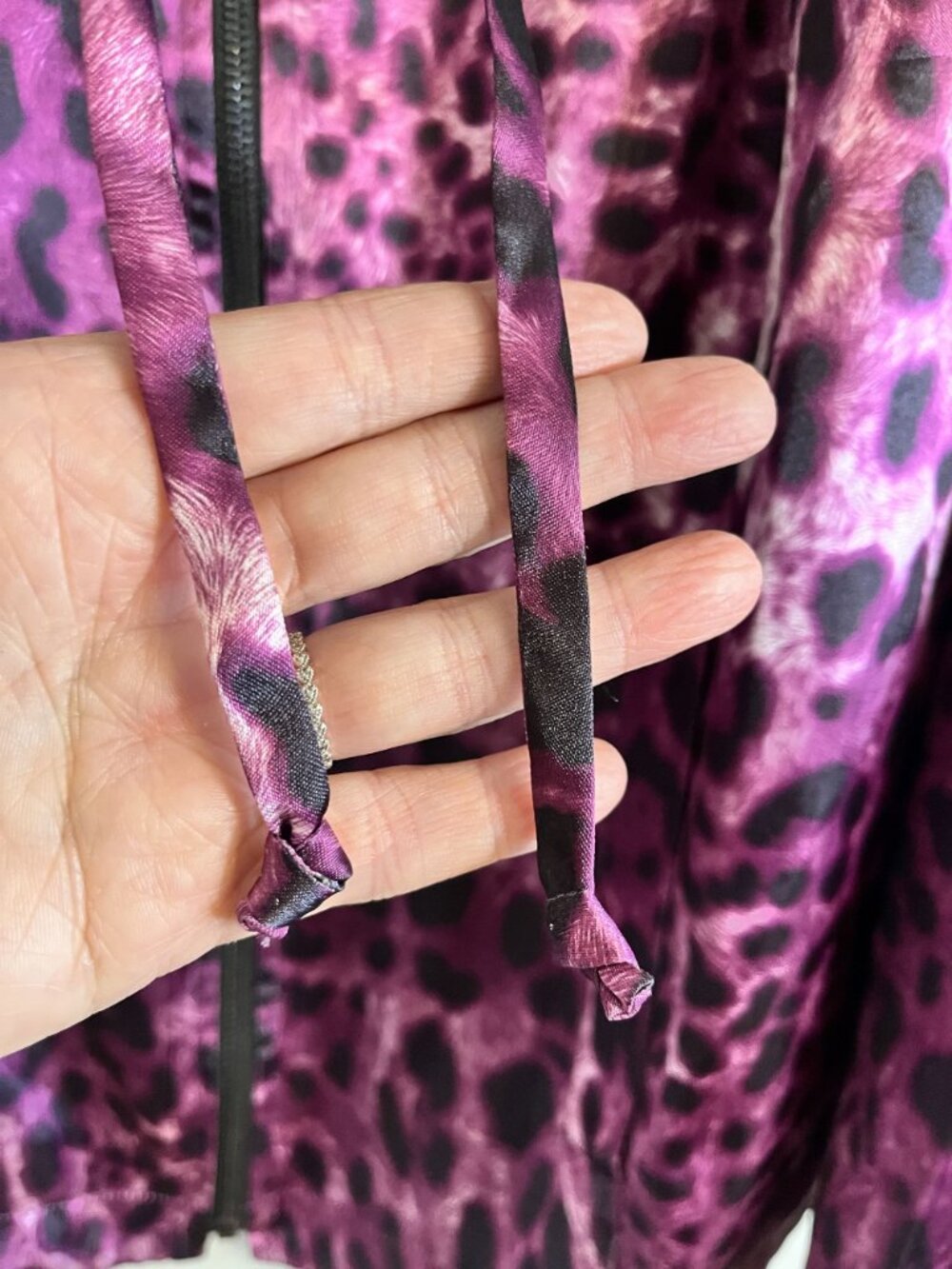 Leopard Print‎ Full Zip Jacket Purple 1X Festival Artsy Shiny Glam Chic Preppy - Picture 7 of 12